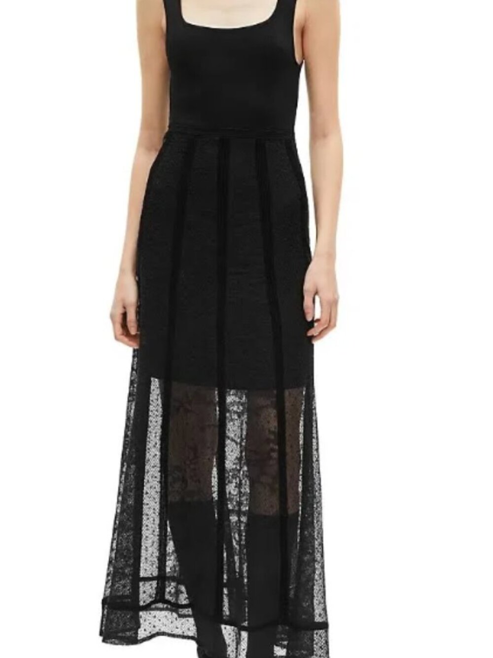 The Kooples FROB30111K Square Neck Dress Black US 0/XS NWT